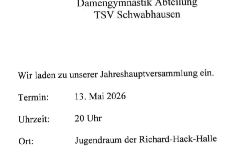Jahreshauptversammlung Damengymnastik